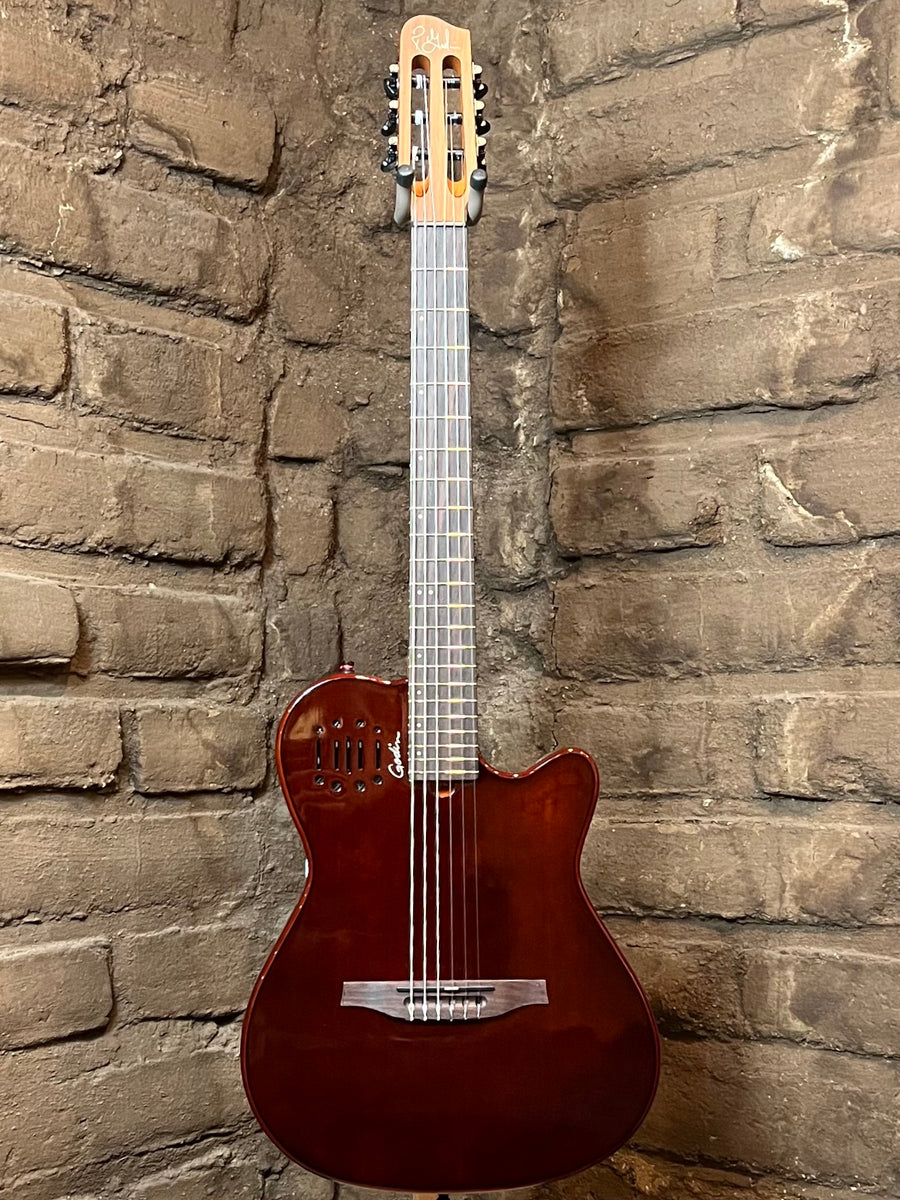 Godin Multiac Mundial Aztek Red Nylon (New)| Black Mountain Guitar Co