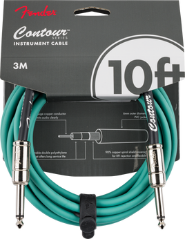 Fender Contour 10' Cable - Sherwood Green