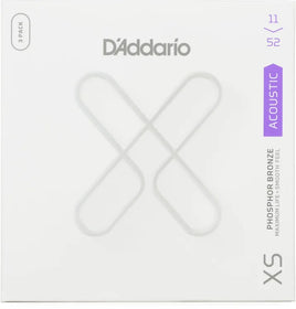 D'Addario XSAPB1152 XS Phosphor Bronze Coated Acoustic Guitar Strings - .011-.052 Custom Light (3-pack)