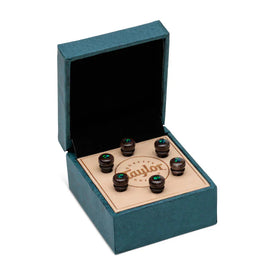 Taylor Water Buffalo Bone Bridge Pins - Brown with Green Opal Inlays