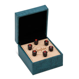 Taylor Water Buffalo Bone Bridge Pins - Brown with Red Opal Inlays
