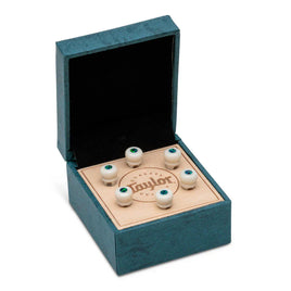 Taylor Water Buffalo Bone Bridge Pins - White with Green Opal Inlays