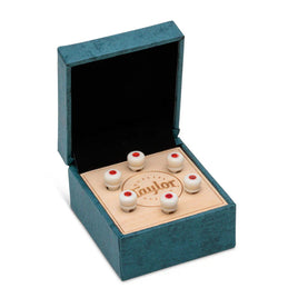 Taylor Water Buffalo Bone Bridge Pins - White with Red Opal Inlays