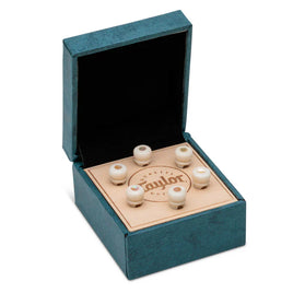 Taylor Water Buffalo Bone Bridge Pins - White with Awabi Shell Inlays