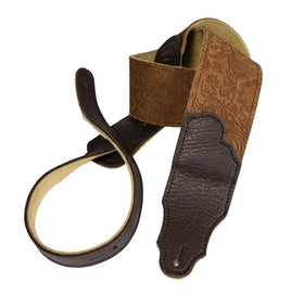 Franklin Strap Embossed Suede Guitar Strap Caramel/Chocolate