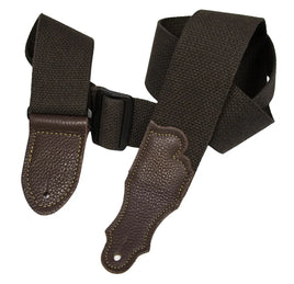 Franklin Strap Cotton Guitar Strap - Glove Leather End Tab Chocolate