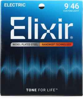 Elixir Strings Nanoweb Electric Guitar Strings - .009-.046 Custom Light