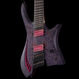 OD Guitars Minerva 7 String - Maple Burl, Matte Pink and Purple