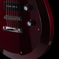 
              Sanez Guitars Ogive - Translucent Red Acrylic with Layer of Gold Leaf Underneath/Candy Red, Vermillion Polyurethane
            