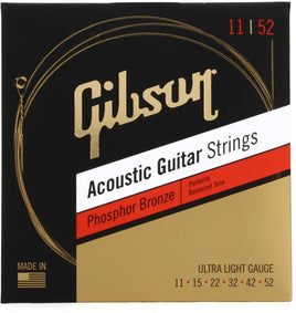 Gibson Phosphor Bronze Ultra Light Acoustic Guitar Strings - (11-52)