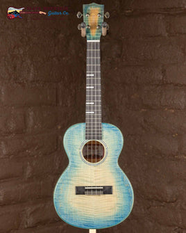 Kala All Solid Blue Flame Maple Waterfall Tenor Ukulele w/ Bag