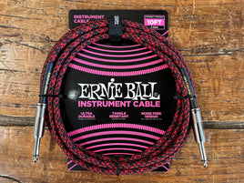 Ernie Ball Braided Jacket Instrument Cables 10' Red & Black