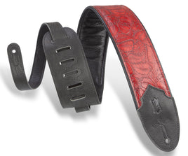 Levy's M4WP-003 3" Wide Embossed Leather Guitar Strap