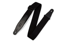 Levy's MSSR80 2" Rayon Webbing Guitar Strap with Leather Ends - Black